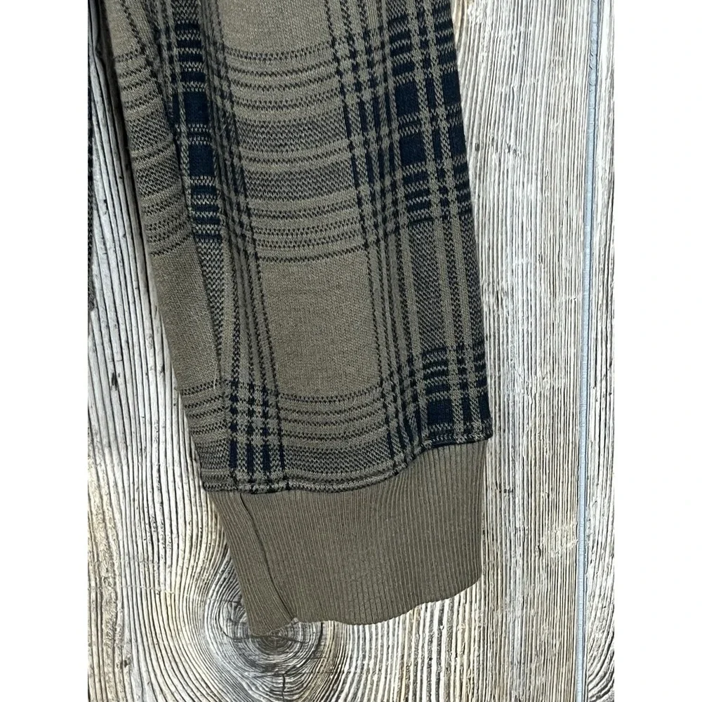 Banana Republic Heritage 100% Cotton Mens XL Full Zip Sweater Jacket Green Plaid